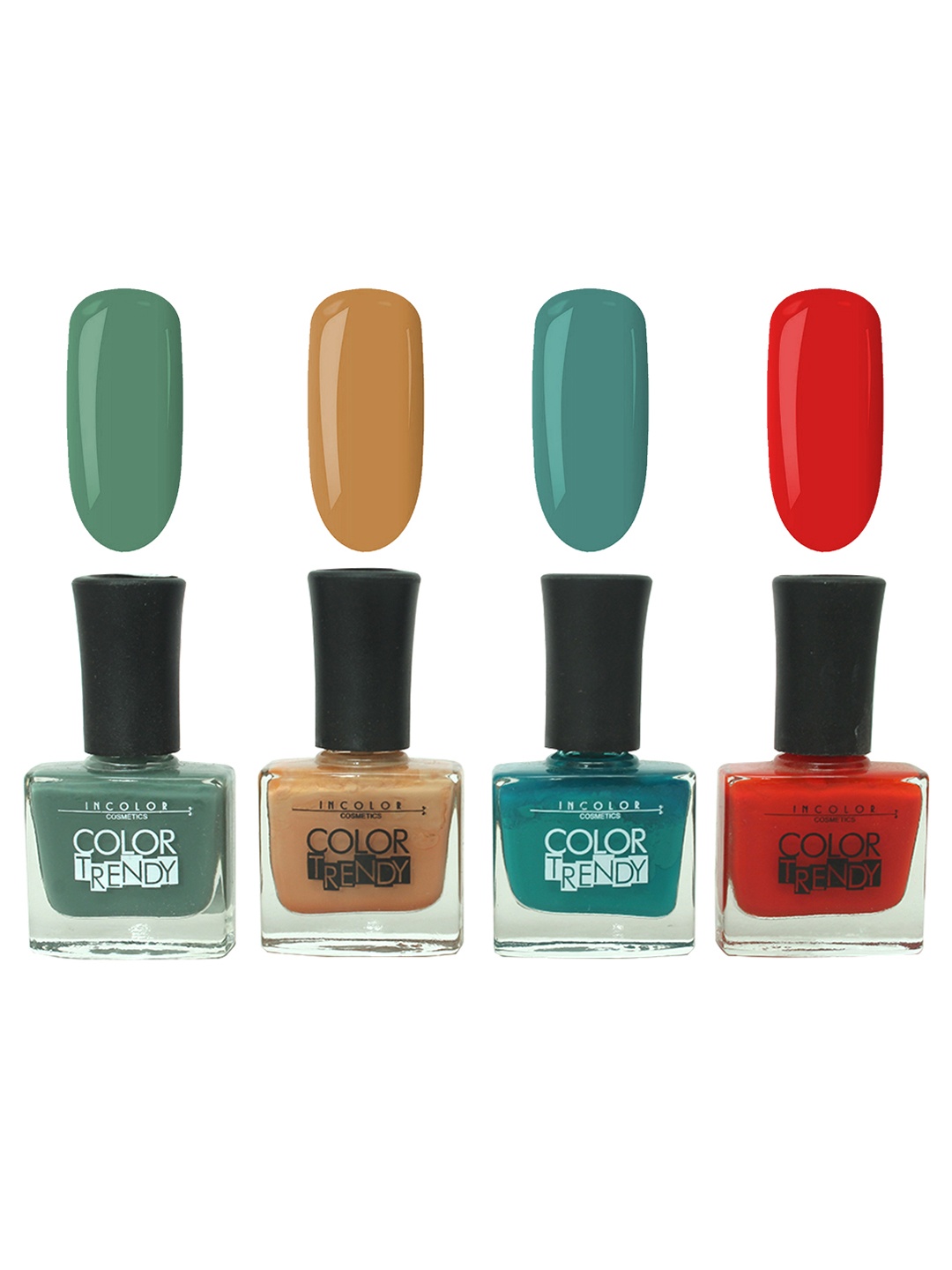INCOLOR Green Red & Nude Set Of 4 Nail Polish - 9.5ML