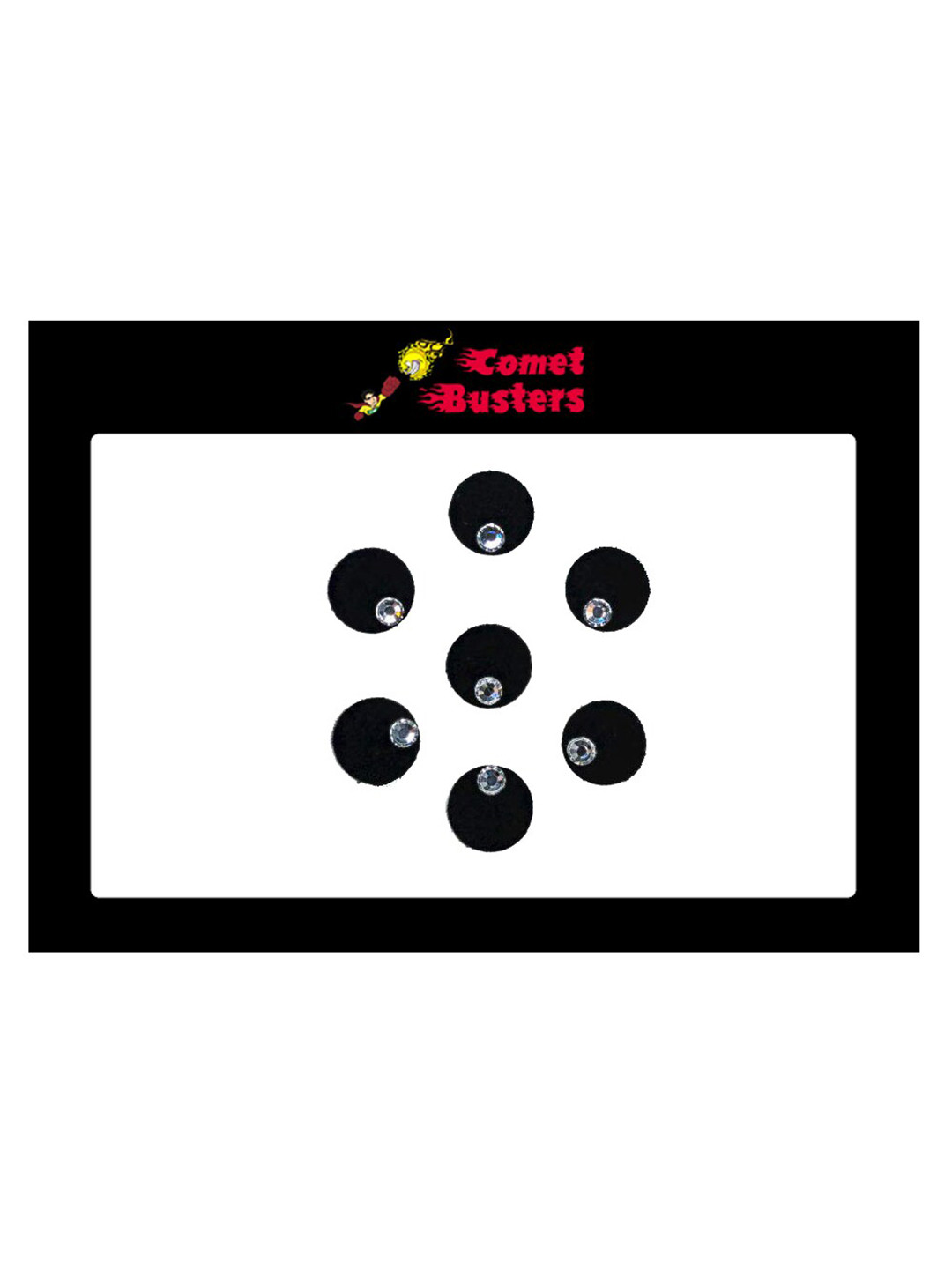 Comet Busters Black Stone-Studded Round Shaped Bindis - 7 Pcs 
Comet Busters Black Stone-Studded Round Shaped Bindis - 7 Pcs