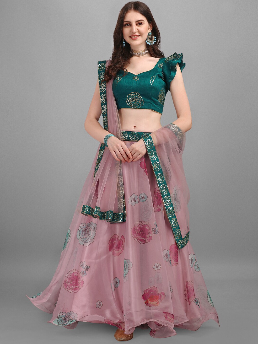 Fashionuma Pink & Green Printed Semi-Stitched Lehenga & Unstitched Blouse With Dupatta
Fashionuma Pink & Green Printed Semi-Stitched Lehenga & Unstitched Blouse With Dupatta