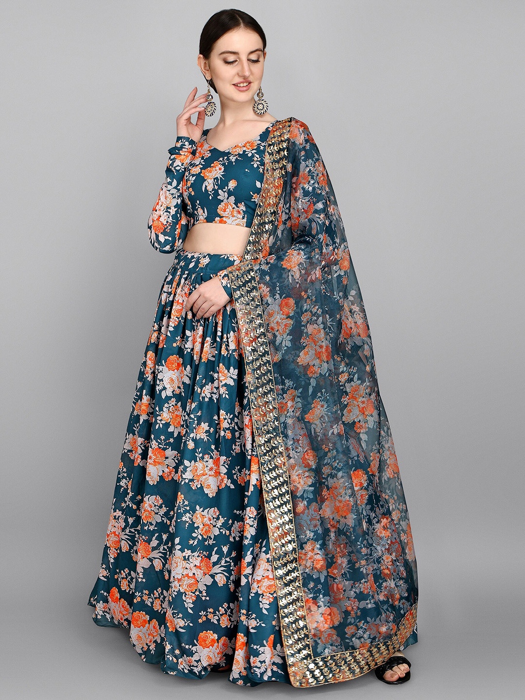Fashionuma Green & Orange Printed Semi-Stitched Lehenga & Unstitched Blouse With Dupatta
Fashionuma Green & Orange Printed Semi-Stitched Lehenga & Unstitched Blouse With Dupatta