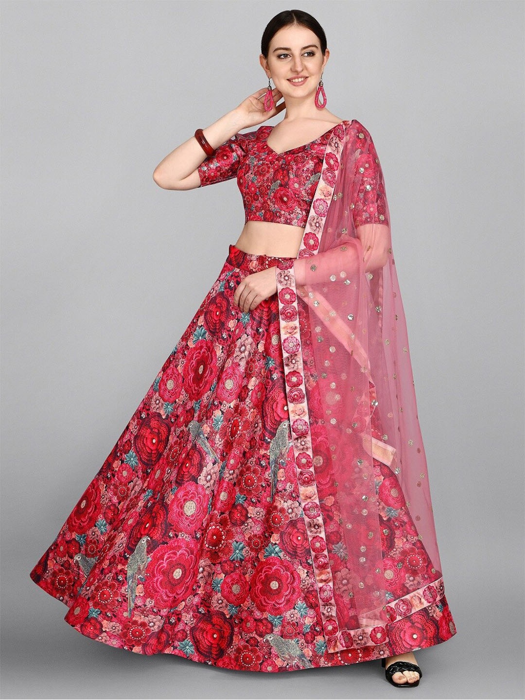 Fashionuma Pink & Blue Printed Semi-Stitched Lehenga & Unstitched Blouse With Dupatta Set
Fashionuma Pink & Blue Printed Semi-Stitched Lehenga & Unstitched Blouse With Dupatta Set