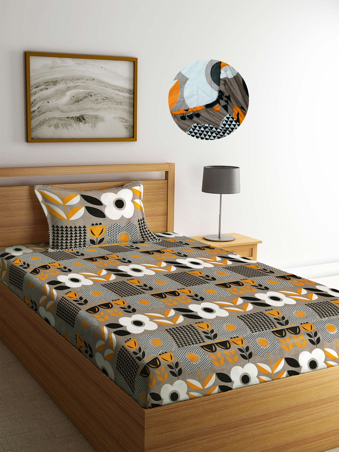 Arrabi Unisex Grey Geometric Cotton Blend Single Size Fitted Bedsheet with 1 Pillow Cover
Arrabi Unisex Grey Geometric Cotton Blend Single Size Fitted Bedsheet with 1 Pillow Cover
