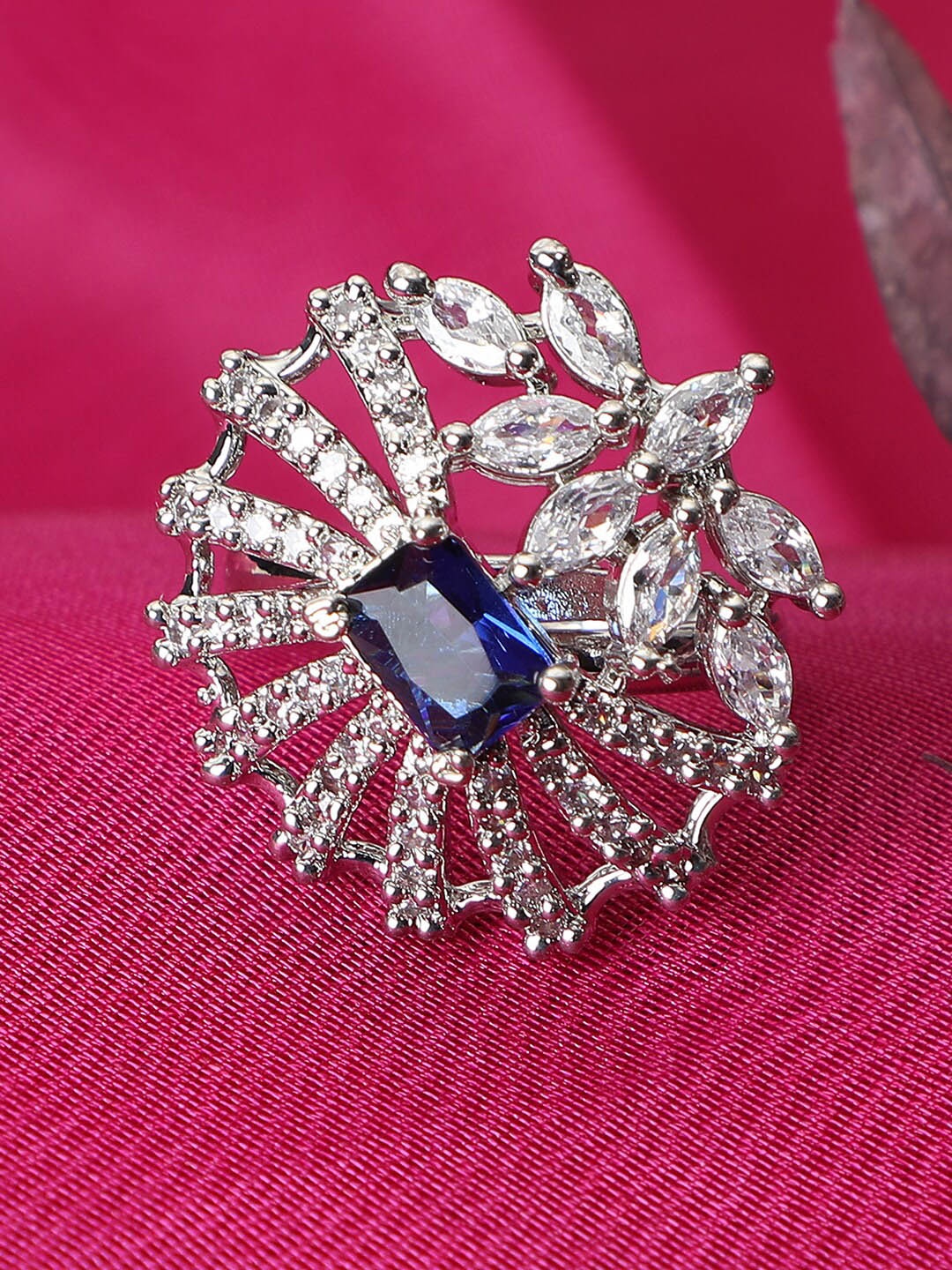Bhana Fashion Silver-Plated Blue & White AD-Studded Handcrafted Adjustable Finger Ring
Bhana Fashion Silver-Plated Blue & White AD-Studded Handcrafted Adjustable Finger Ring
