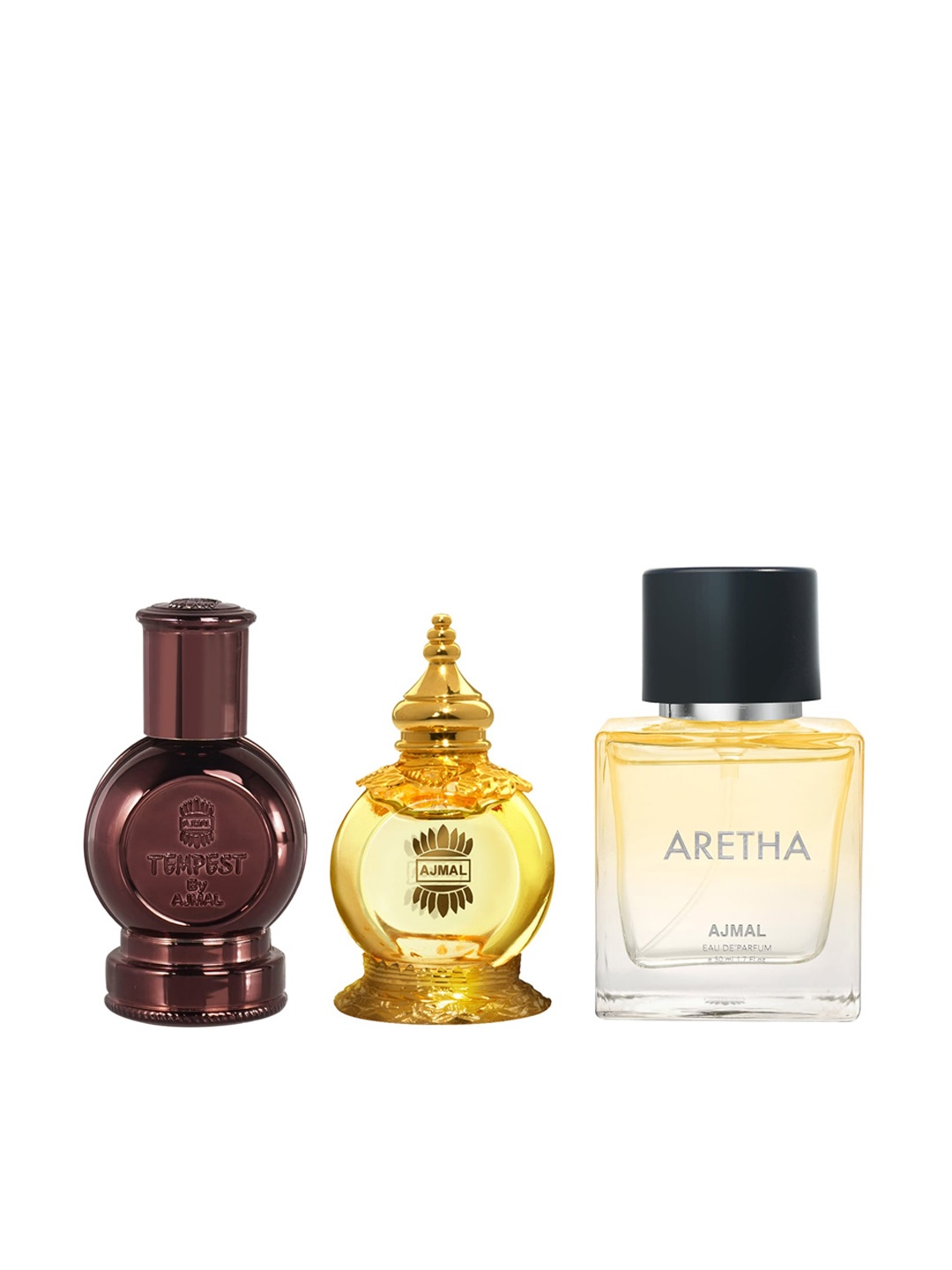 Ajmal Set Of 3 Tempest Mukhatalwafa Concentrated Perfume & Aretha Eau De Parfume 150ml, Yellow
Ajmal Set Of 3 Tempest Mukhatalwafa Concentrated Perfume & Aretha Eau De Parfume 150ml, Yellow