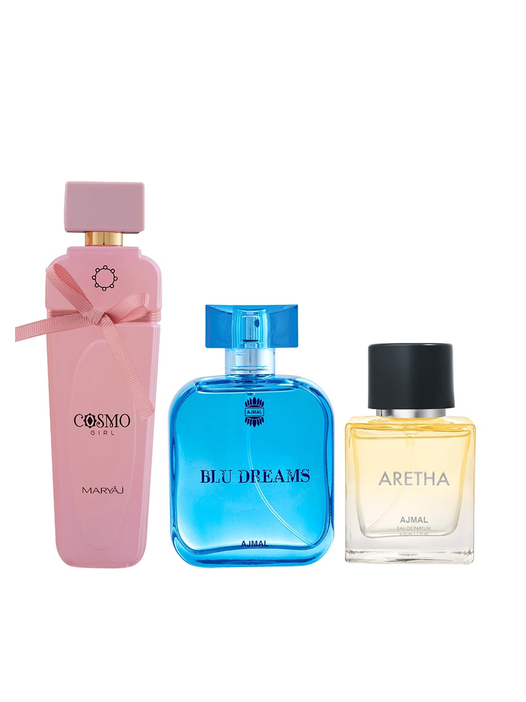 Ajmal Set Of 3 Eau De Parfum - Aretha 50 ml + Blu Dreams 100 ml + Cosmo Girl 100 ml, Yellow
Ajmal Set Of 3 Eau De Parfum - Aretha 50 ml + Blu Dreams 100 ml + Cosmo Girl 100 ml, Yellow