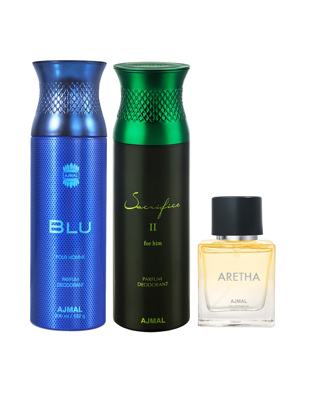 Ajmal Set Of 3 Blu Homme Deodorant Sacrifice II Him Deodorant & Aretha EDP 450ml, Yellow
Ajmal Set Of 3 Blu Homme Deodorant Sacrifice II Him Deodorant & Aretha EDP 450ml, Yellow