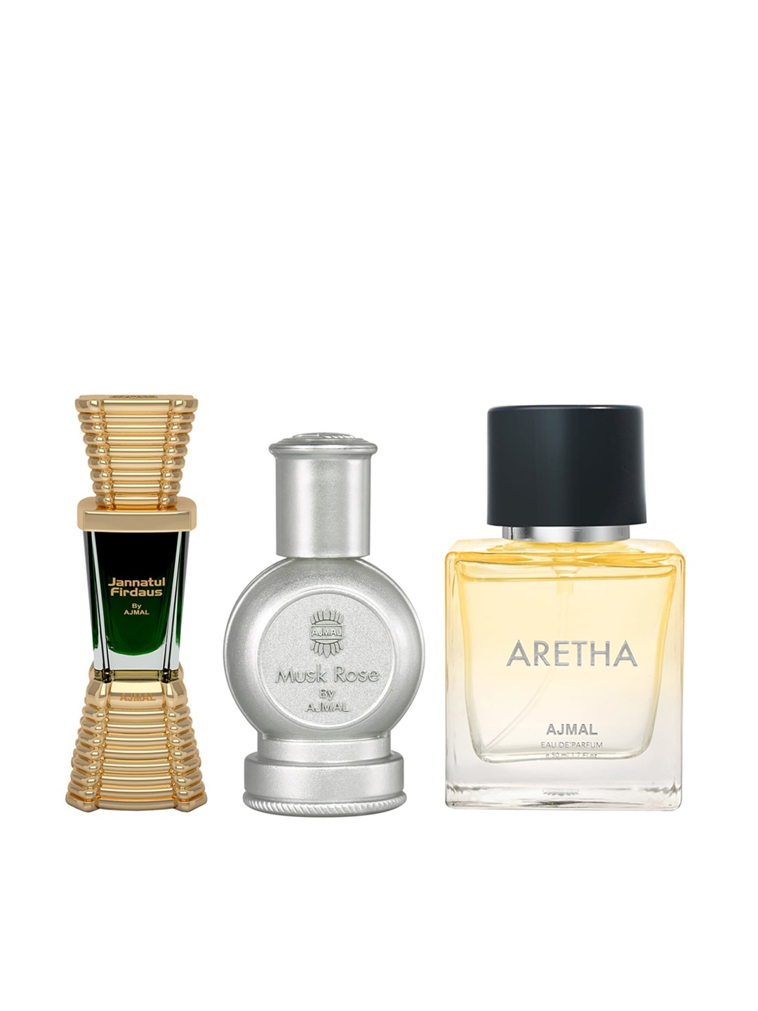 Ajmal Set of Muskrose Concentrated 12ml+Jannatul Firdaus Concentrated 12ml+Aretha EDP 50ml, Yellow
Ajmal Set of Muskrose Concentrated 12ml+Jannatul Firdaus Concentrated 12ml+Aretha EDP 50ml, Yellow