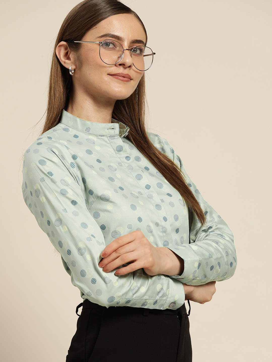 Hancock Women Women Blue & Grey Satin Printed Slim Fit Pure Cotton Formal Shirt, Turquoise blue
Hancock Women Women Blue & Grey Satin Printed Slim Fit Pure Cotton Formal Shirt, Turquoise blue