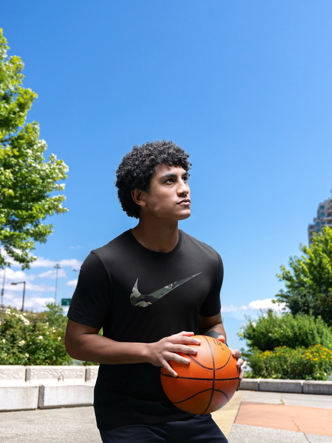 Nike Men Black Brand Logo Printed Dri-FIT Training T-shirt