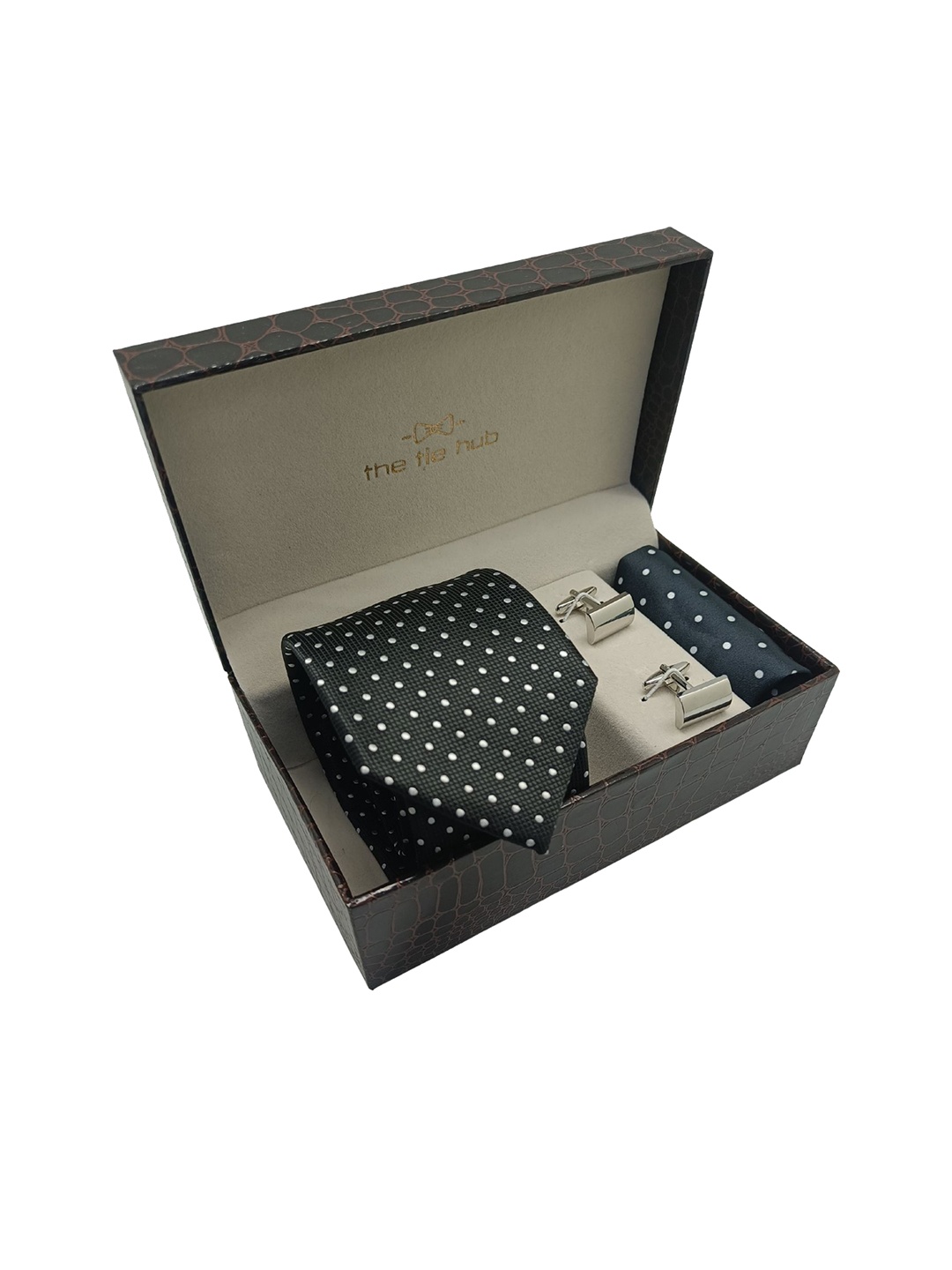 The Tie Hub Men Black Printed Accessory Gift Set