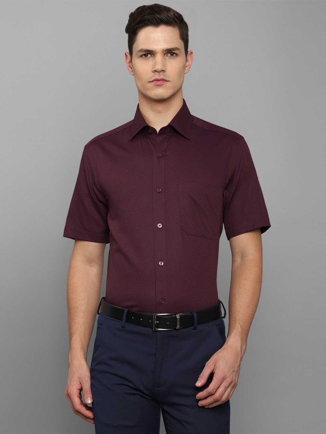 Louis Philippe Men Purple Slim Fit Formal Shirt