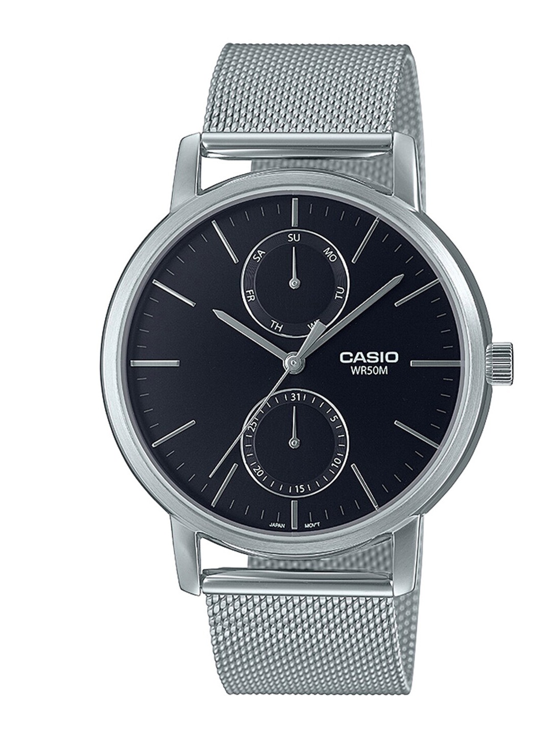 CASIO Men Black Dial & Silver Toned Stainless Steel Bracelet Style Straps Analogue Watch A2064
CASIO Men Black Dial & Silver Toned Stainless Steel Bracelet Style Straps Analogue Watch A2064