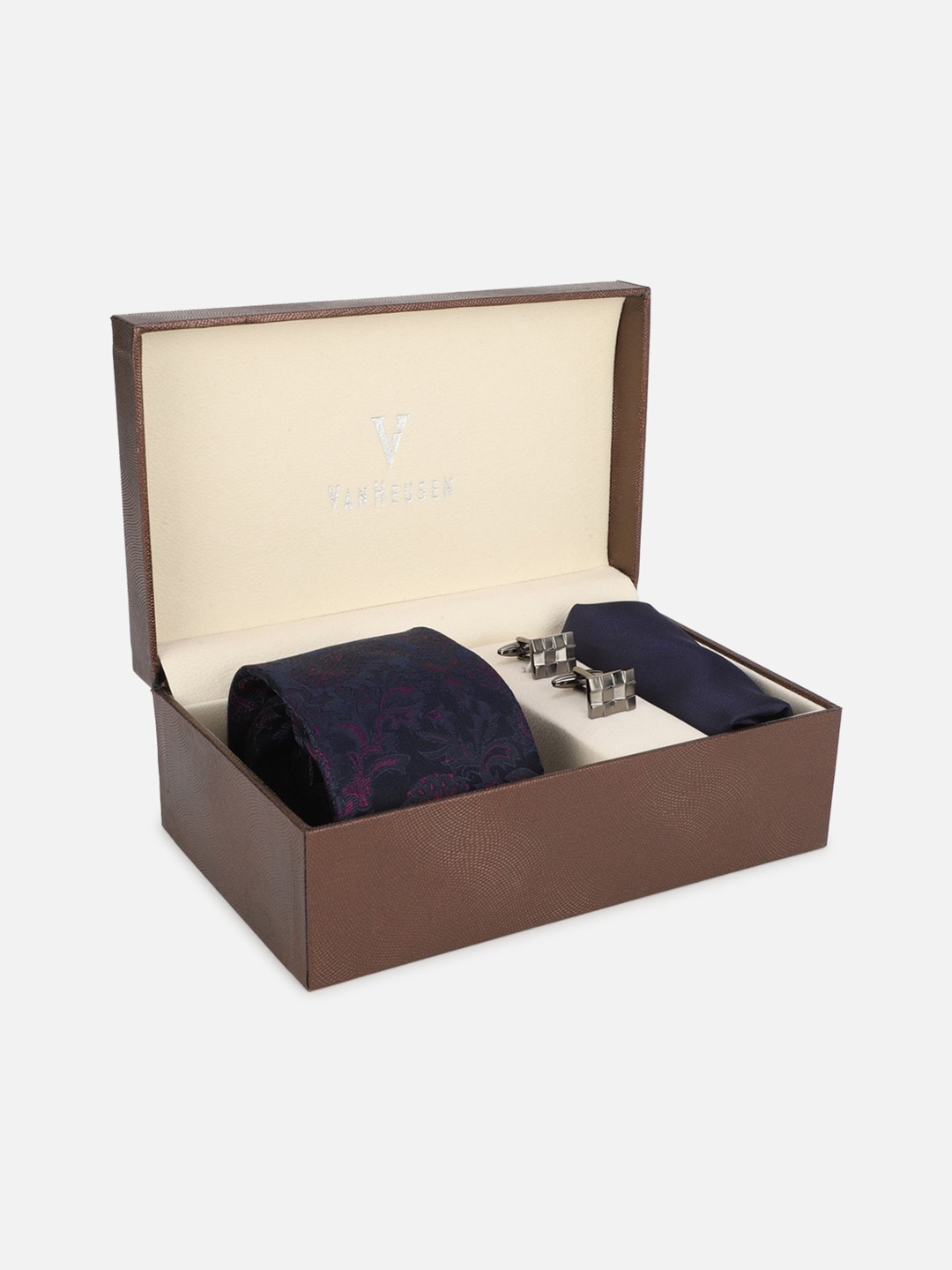 Van Heusen Men Navy Blue Ethnic Print Tie With Pocket Square & Cufflink Accessory Gift Set
Van Heusen Men Navy Blue Ethnic Print Tie With Pocket Square & Cufflink Accessory Gift Set