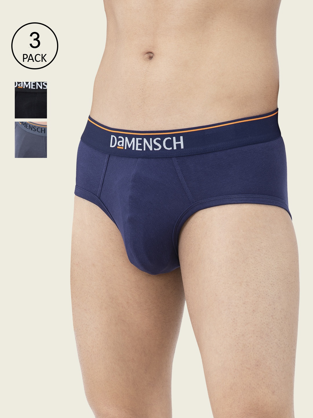 DAMENSCH Men Pack Of 3 DEO-COTTON Anti Bacterial Briefs DAM-CTS-B-NNY-CCD-BKN, Navy blue
DAMENSCH Men Pack Of 3 DEO-COTTON Anti Bacterial Briefs DAM-CTS-B-NNY-CCD-BKN, Navy blue