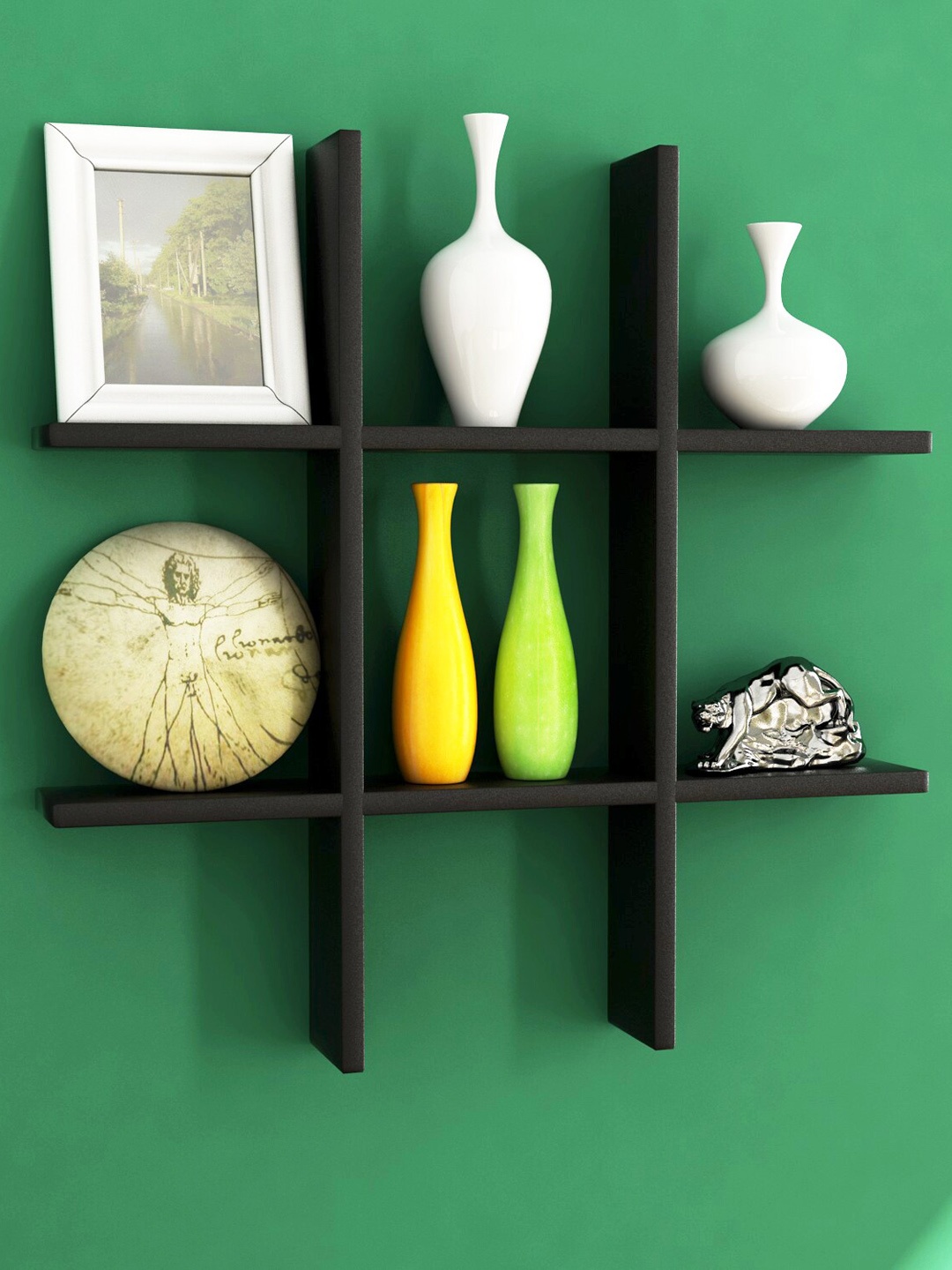 Home Sparkle Black MDF Wall Mounted Shelves