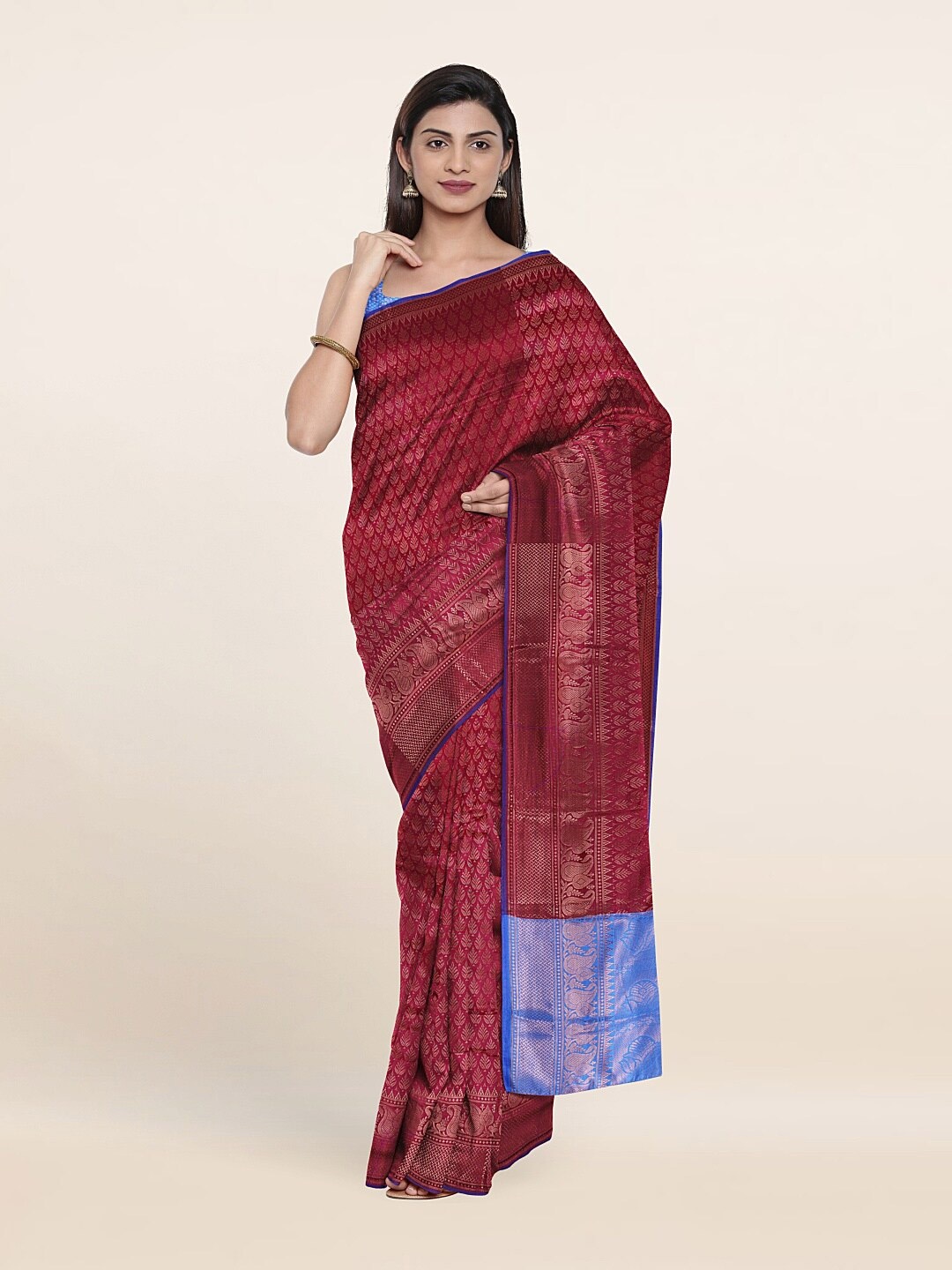 Pothys Woven Design Saree, Maroon
