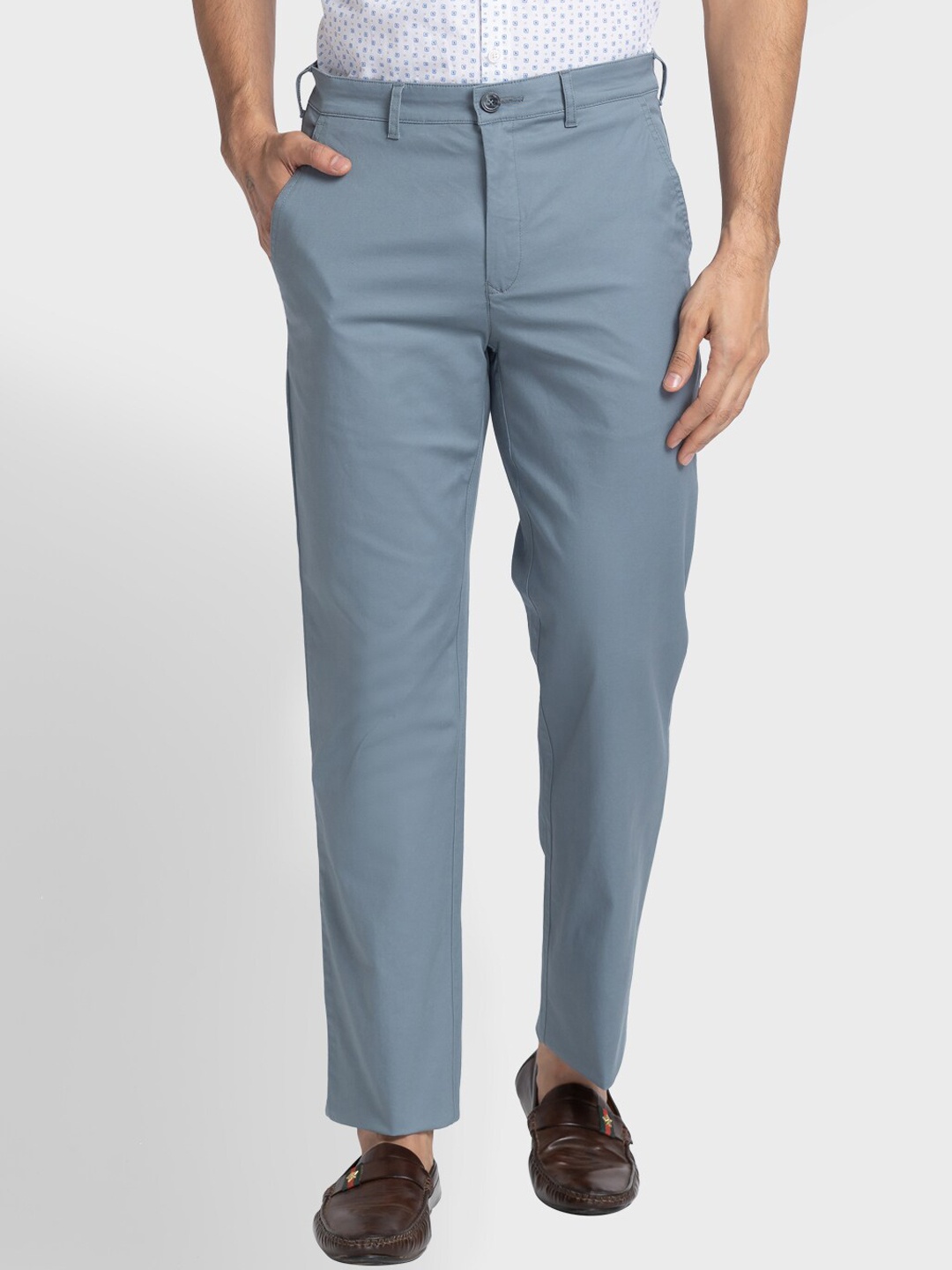ColorPlus Men Grey Chinos Trousers
