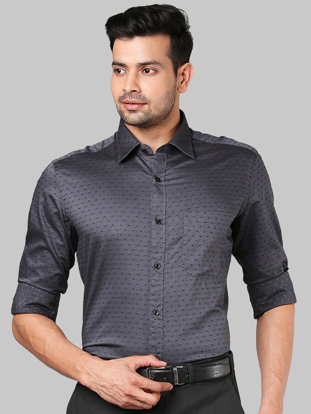 Raymond Men Grey Printed Casual Shirt