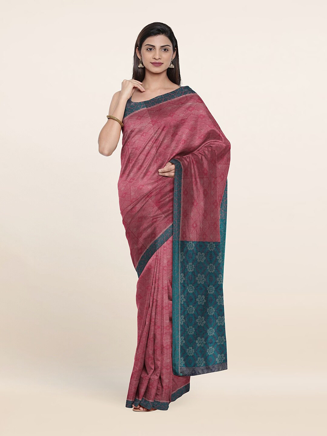 Pothys Pink & Blue Floral Pure Cotton Saree
Pothys Pink & Blue Floral Pure Cotton Saree