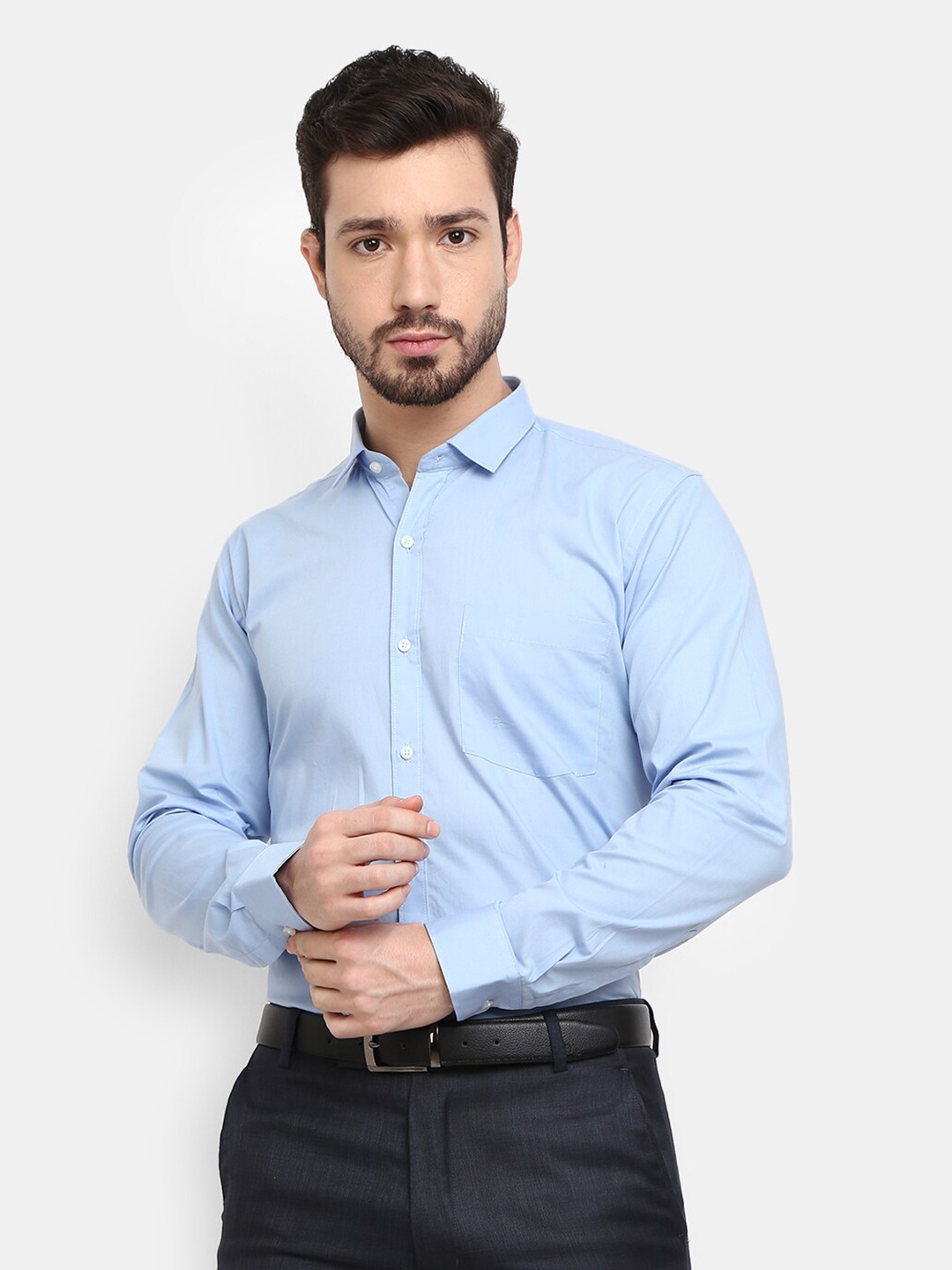 J White by Vmart Men Blue Formal Shirt