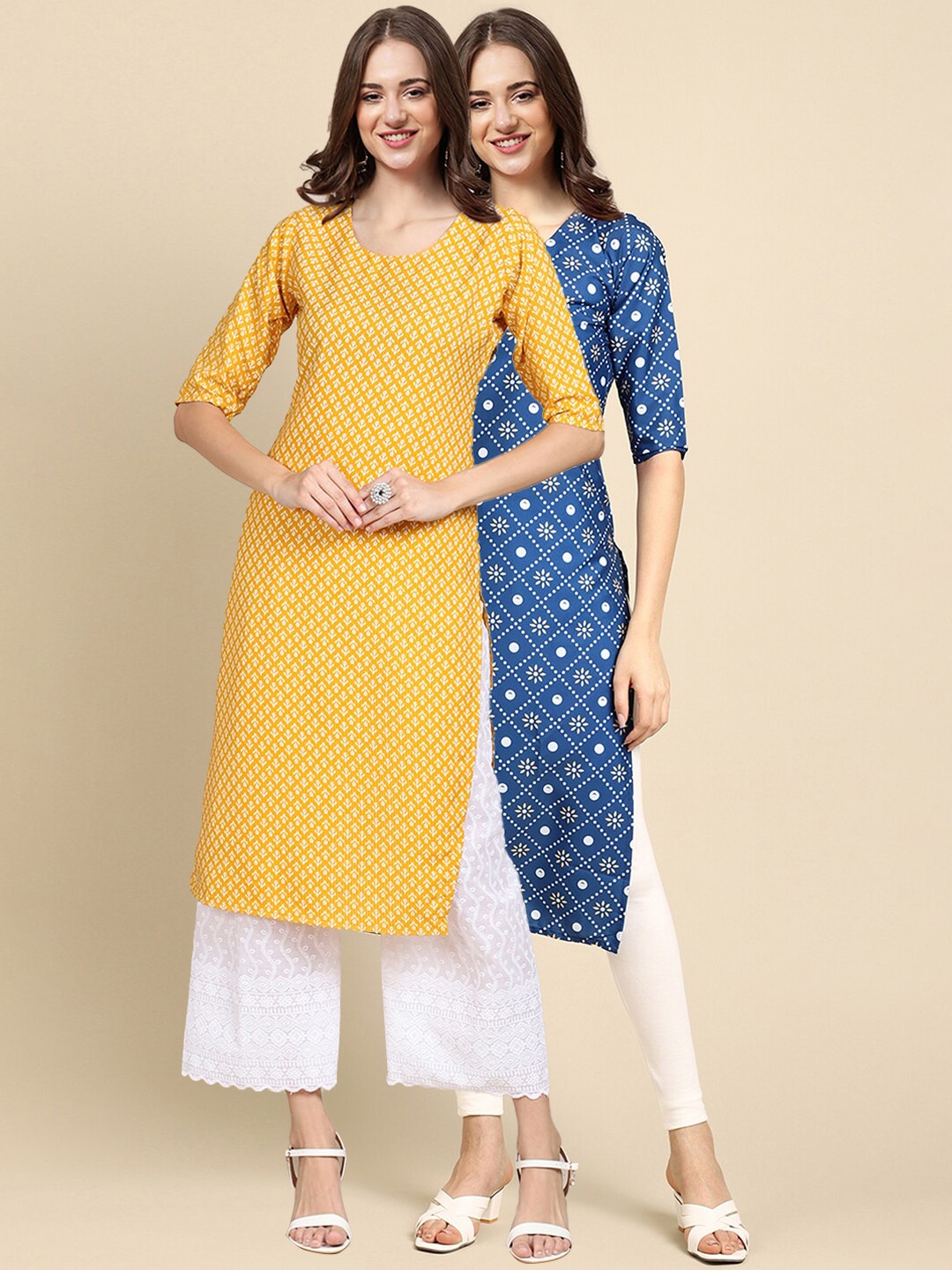 7Threads Women Pack of 2 Yellow & Blue Ethnic Motifs Printed Summer Sheers Crepe Kurta
7Threads Women Pack of 2 Yellow & Blue Ethnic Motifs Printed Summer Sheers Crepe Kurta