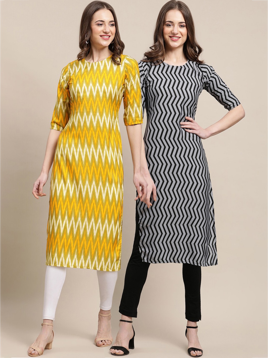 7Threads PACK OF 2 Women Yellow & Black Geometric Printed Summer Sheers Crepe Kurta
7Threads PACK OF 2 Women Yellow & Black Geometric Printed Summer Sheers Crepe Kurta