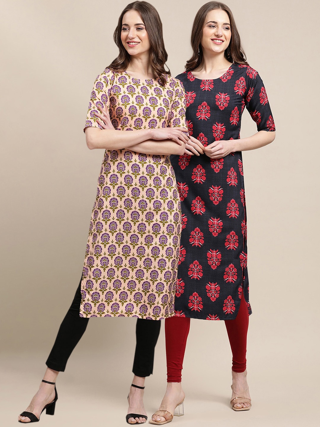 7Threads Women's Crepe Black & Beige Color Ethnic Motifs Printed Straight Kurta (PACK OF 2)
7Threads Women's Crepe Black & Beige Color Ethnic Motifs Printed Straight Kurta (PACK OF 2)