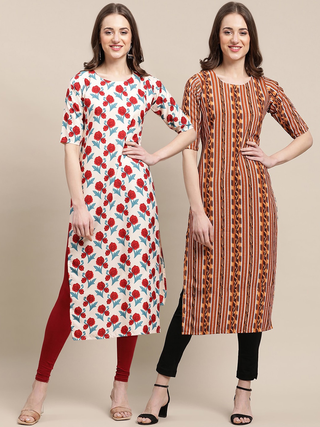 7Threads Women Pack Of 2 Cream-Coloured & Red Ethnic Motifs Printed Crepe Kurta
7Threads Women Pack Of 2 Cream-Coloured & Red Ethnic Motifs Printed Crepe Kurta