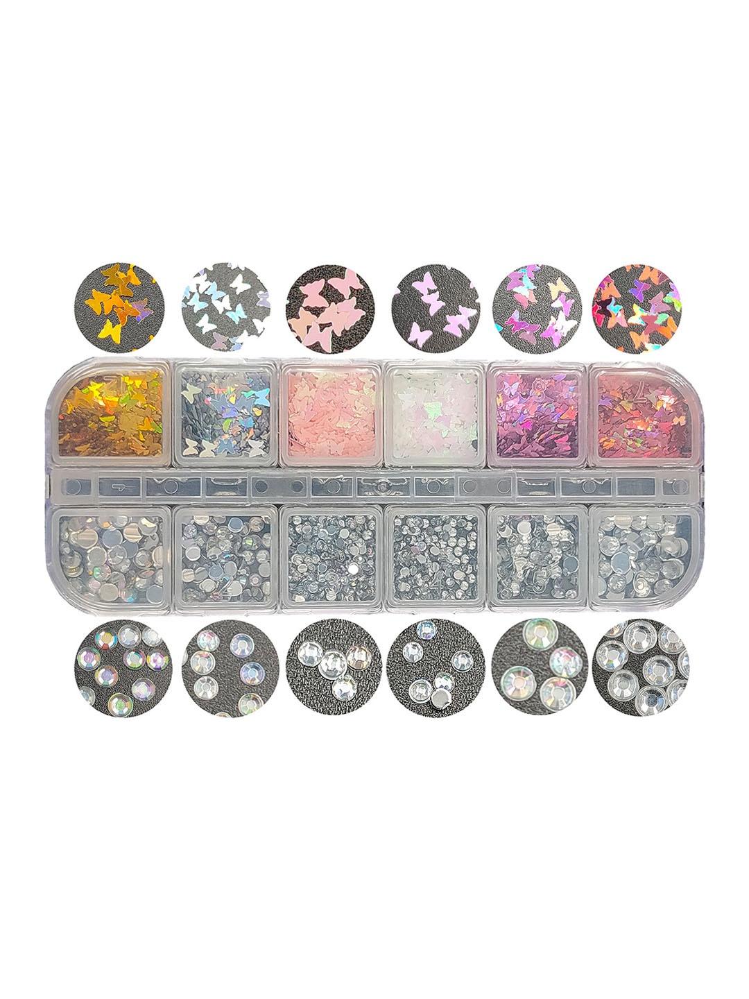 S.A.V.I. Pack Of 12 Sequins Butterfly Love Series Colorful Palette Glitter Manicure Flakes, Multi
S.A.V.I. Pack Of 12 Sequins Butterfly Love Series Colorful Palette Glitter Manicure Flakes, Multi