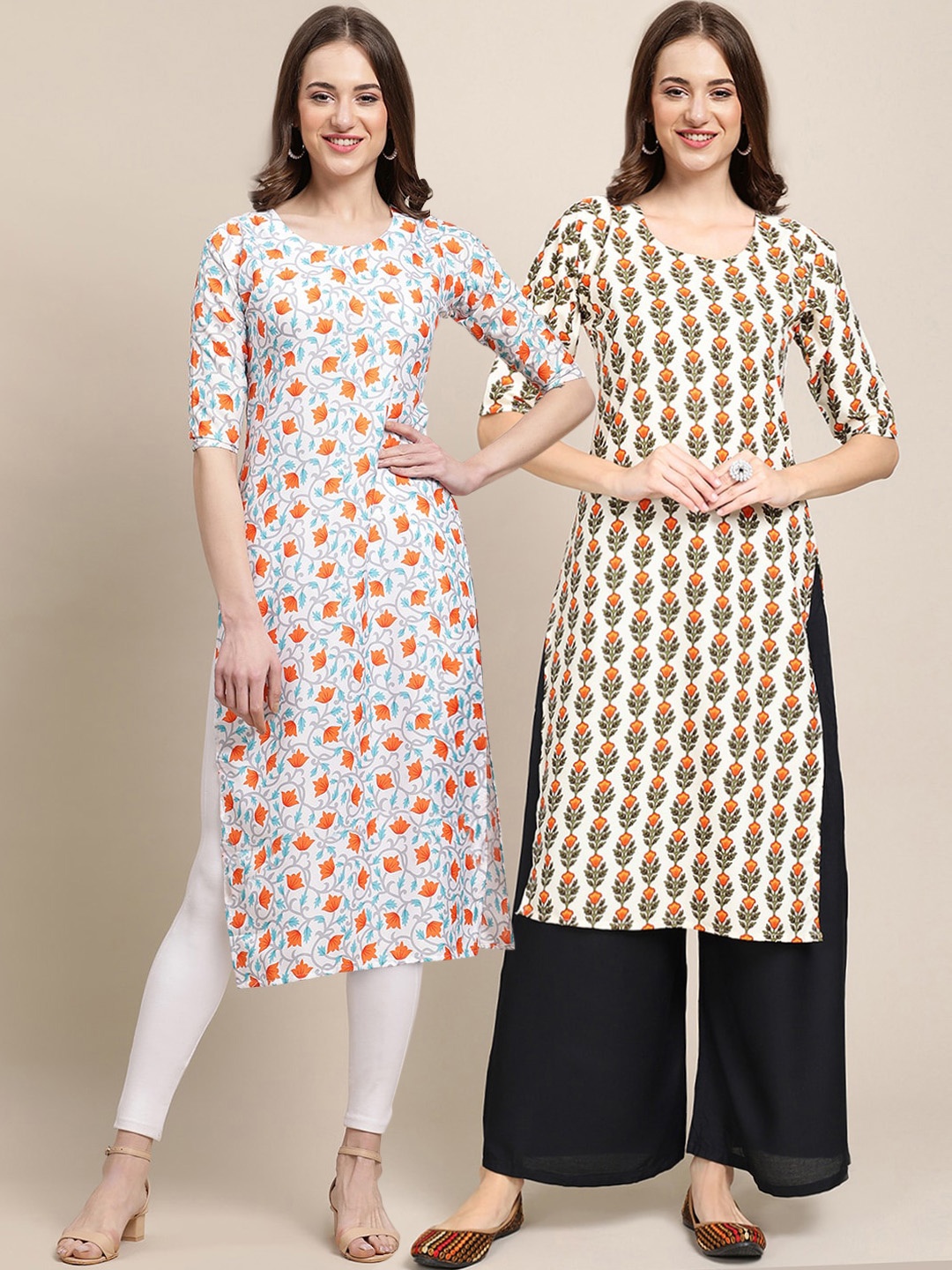 7Threads Women's Crepe Off White & Beige Color Floral Printed Straight Kurta PACK OF 2
7Threads Women's Crepe Off White & Beige Color Floral Printed Straight Kurta PACK OF 2