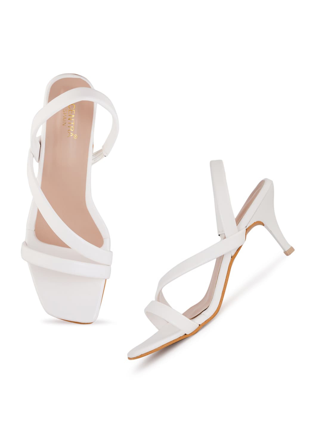 SCENTRA Women White Solid Kitten Sandals