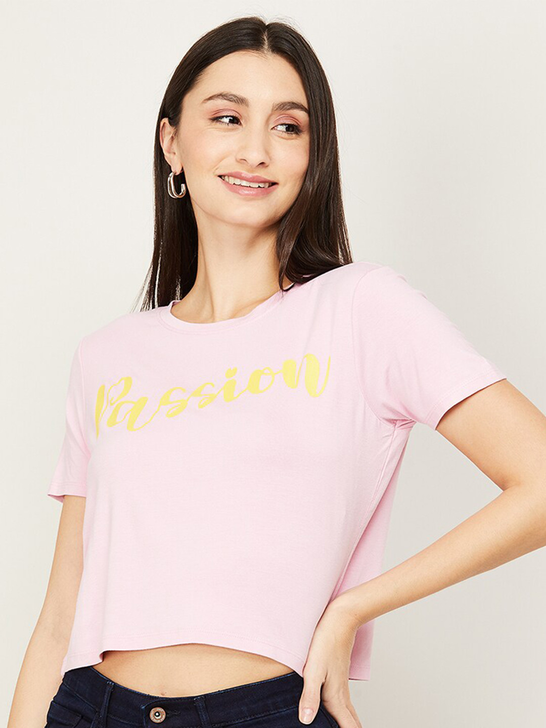 Ginger by Lifestyle Women Pink Typography Printed Raw Edge T-shirt 
Ginger by Lifestyle Women Pink Typography Printed Raw Edge T-shirt