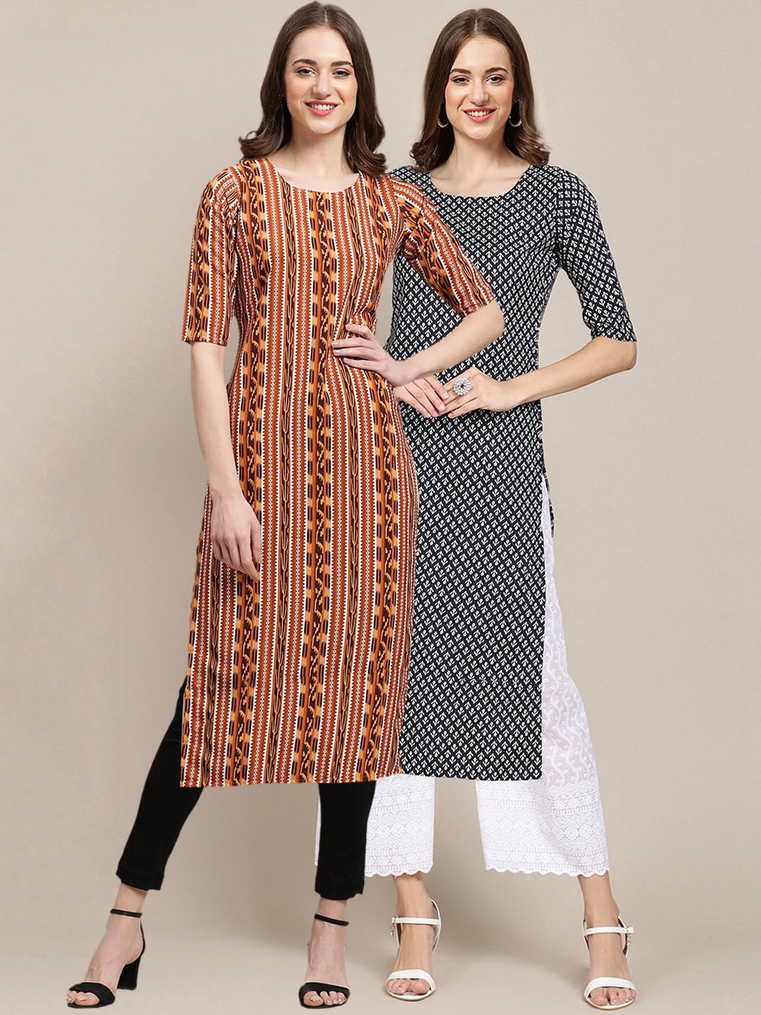 7Threads PACK OF 2 Women Ethnic Motifs Printed Block Print Handloom Crepe Kurta, Brown
7Threads PACK OF 2 Women Ethnic Motifs Printed Block Print Handloom Crepe Kurta, Brown