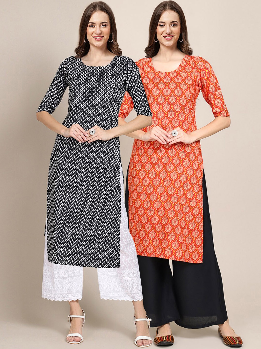7Threads Women Pack Of 2 Black & Orange Ethnic Motifs Printed Crepe Kurta
7Threads Women Pack Of 2 Black & Orange Ethnic Motifs Printed Crepe Kurta