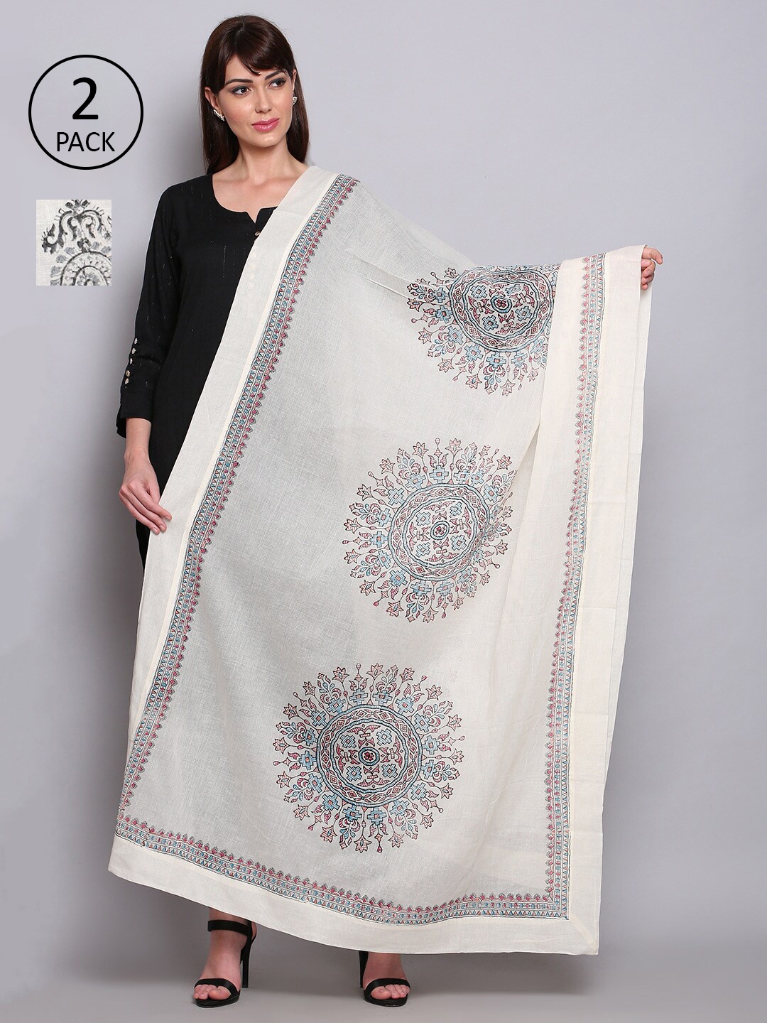 Miaz Lifestyle Pack Of 2 Cream-Coloured & Black Ethnic Motifs Woven Design Cotton Dupatta
Miaz Lifestyle Pack Of 2 Cream-Coloured & Black Ethnic Motifs Woven Design Cotton Dupatta