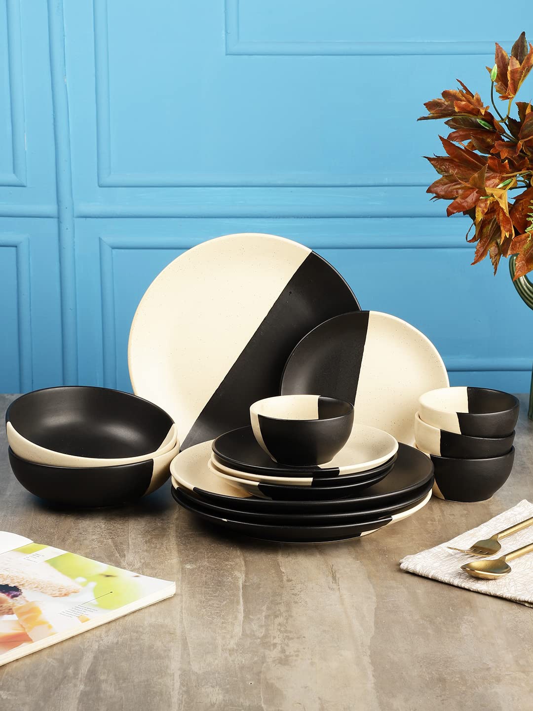 MIAH Decor Set Of 14 Dishwasher And Microwave Safe Printed Stoneware Matte Dinner Set, Black
MIAH Decor Set Of 14 Dishwasher And Microwave Safe Printed Stoneware Matte Dinner Set, Black