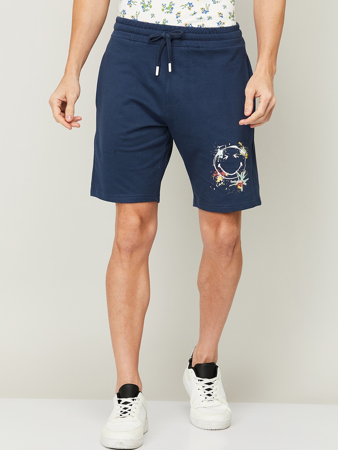 SmileyWorld Men Navy Blue Printed Regular Shorts