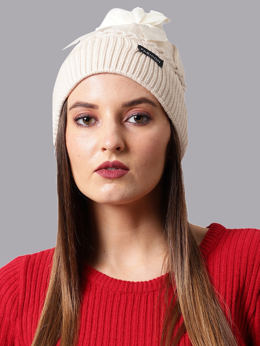 ELLIS Women Cream-Coloured Beanie