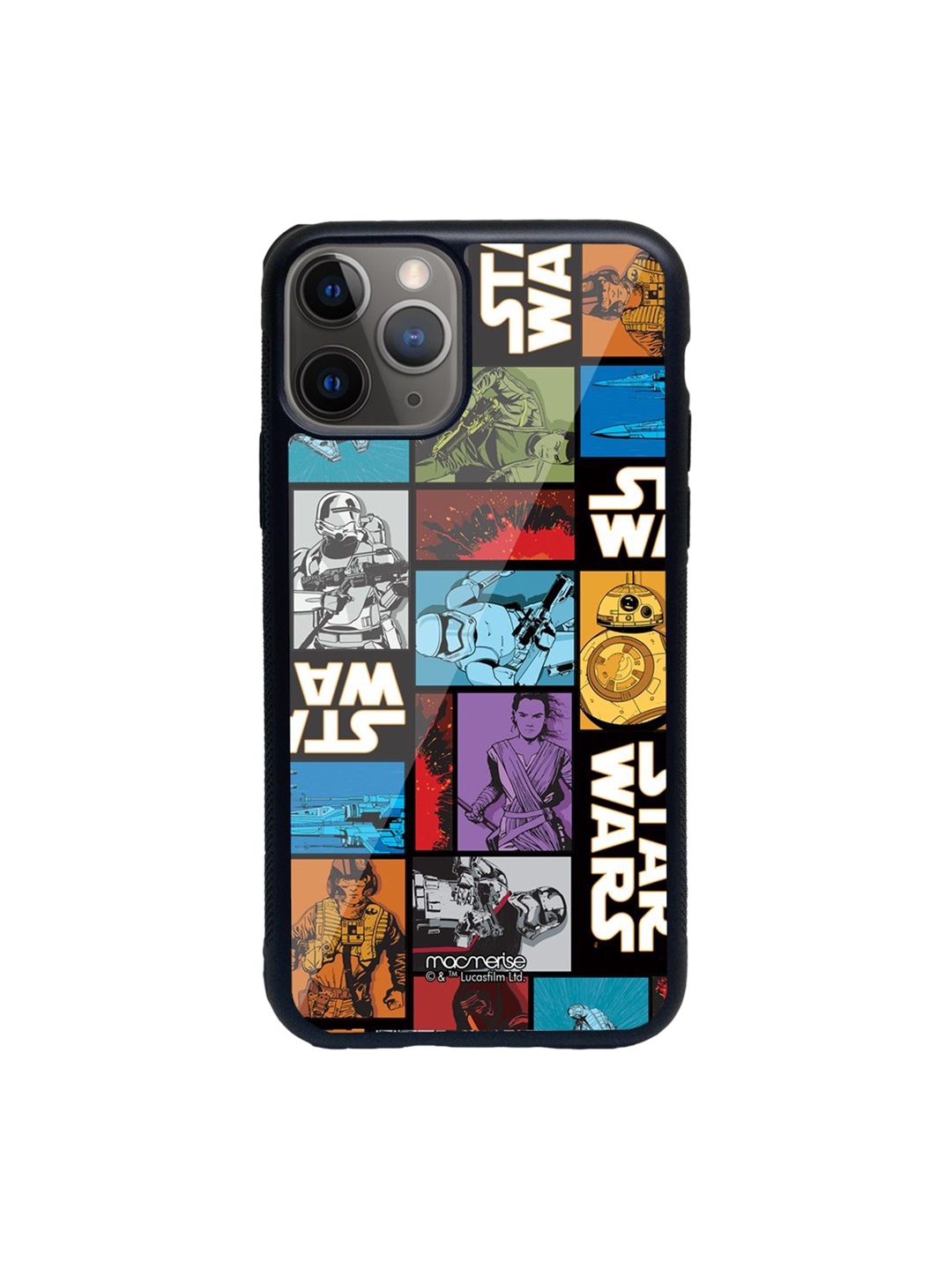macmerise Black & Blue Printed The Force Awakens Glass iPhone 11 Pro Back Case, Multi