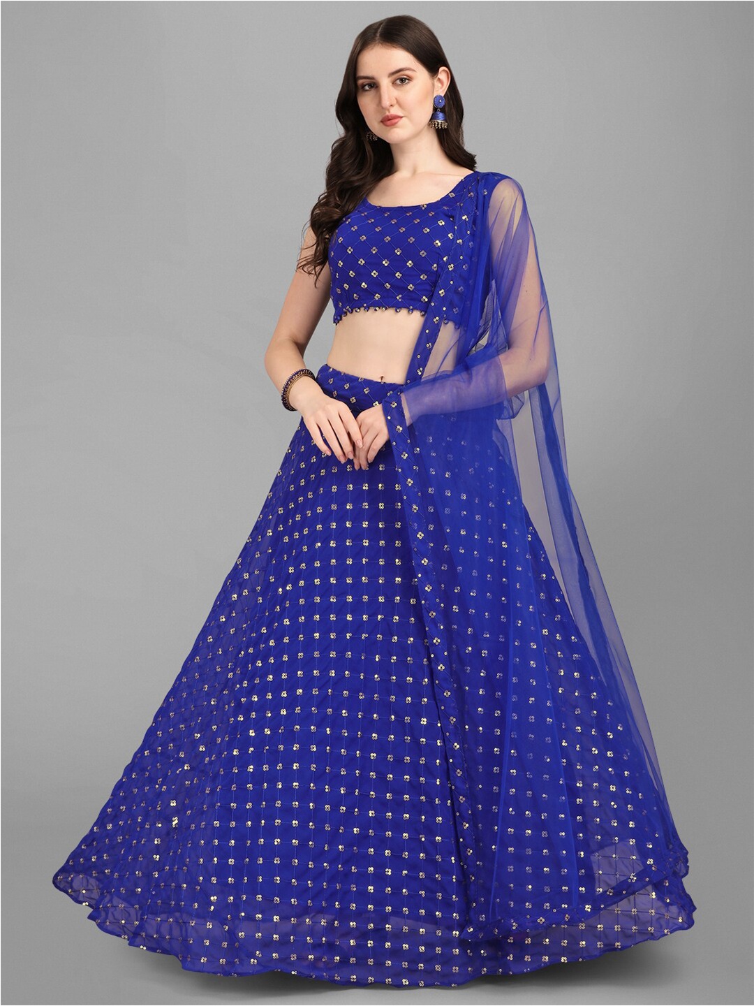Ethnic Yard Blue & Gold-Toned Embellished Sequinned Semi-Stitched Lehenga & Unstitched Blouse With Dupatta
Ethnic Yard Blue & Gold-Toned Embellished Sequinned Semi-Stitched Lehenga & Unstitched Blouse With Dupatta