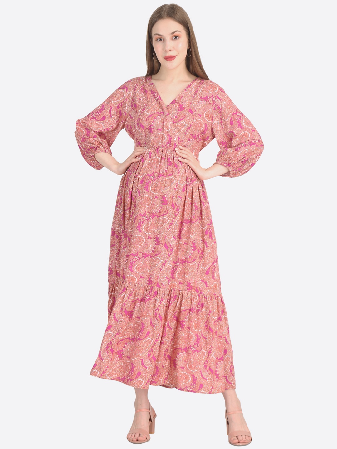 MYLO ESSENTIALS Pink Floral Maternity Midi Dress