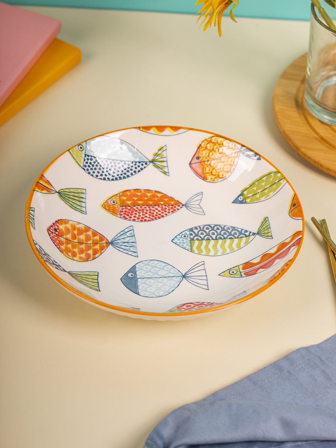 MARKET99 Dishwasher And Microwave Safe Hand Painted Printed Ceramic Glossy Plates, White
MARKET99 Dishwasher And Microwave Safe Hand Painted Printed Ceramic Glossy Plates, White