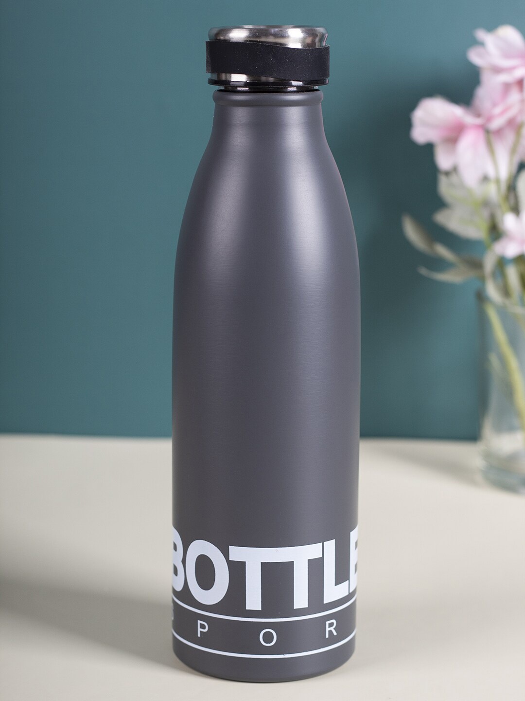 MARKET99 Grey Printed Vacuum Insulated Stainless Steel Water Bottle 750 ml