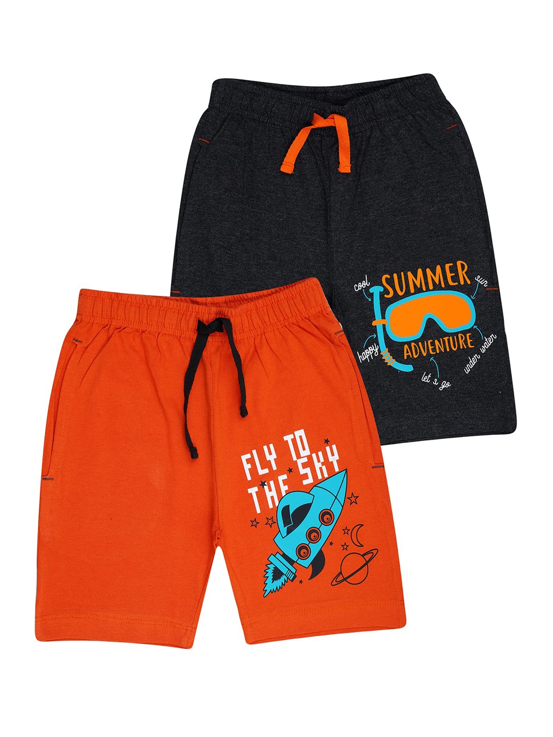 KYDA KIDS Pack Of 2 Boys Black Printed Shorts