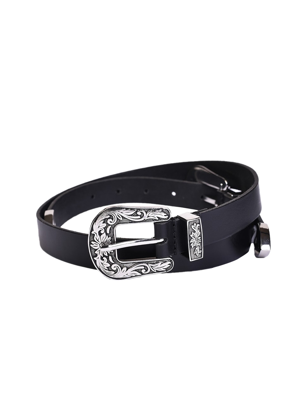 Belwaba Women Black Solid Leather Belt