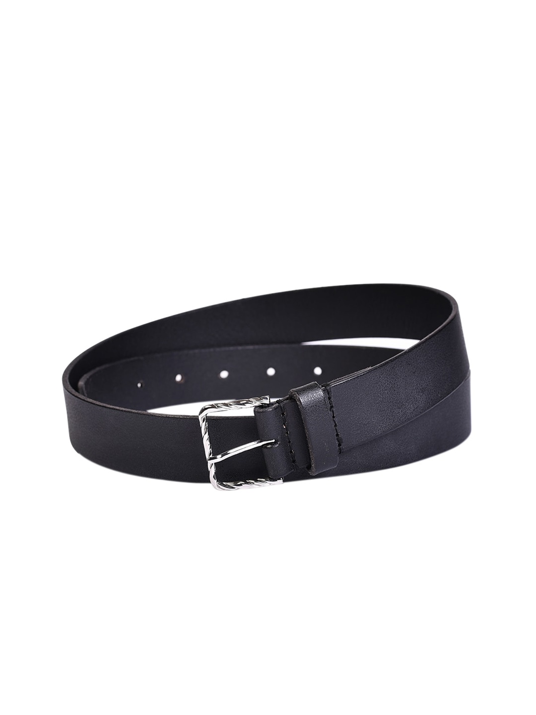 Belwaba Women Black Textured Leather Formal Belt