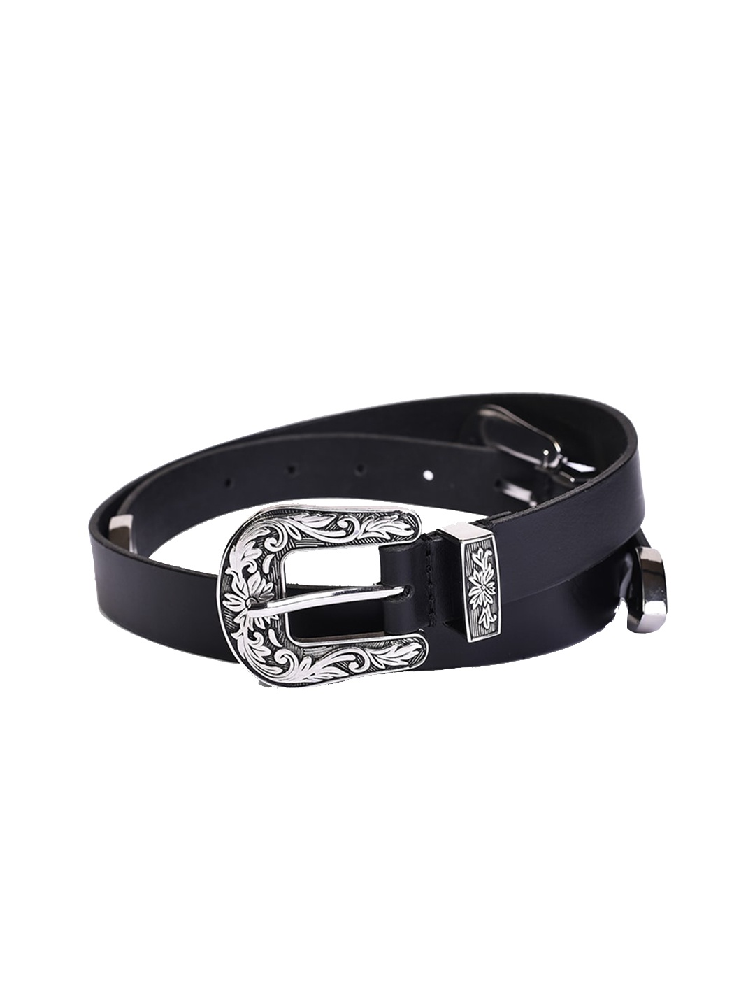 Belwaba Women Black Leather Formal Belt
