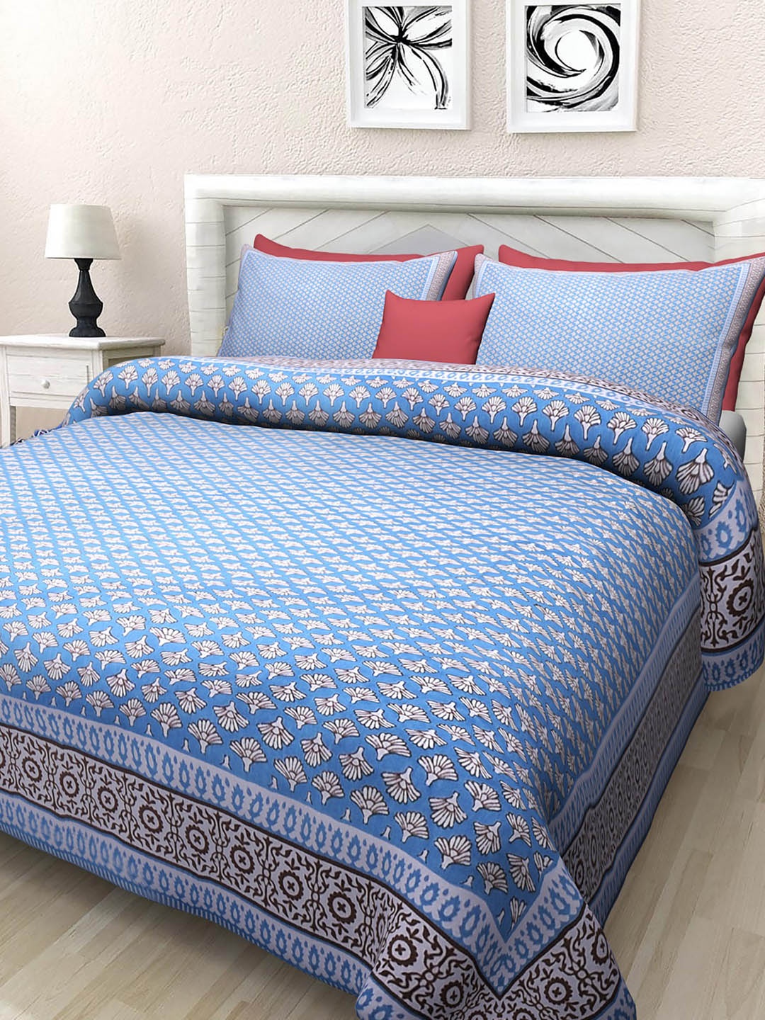 INDHOME LIFE Blue 220 TC Ethnic Motifs Print Cotton Jaipuri King Size Double Bedsheet
INDHOME LIFE Blue 220 TC Ethnic Motifs Print Cotton Jaipuri King Size Double Bedsheet