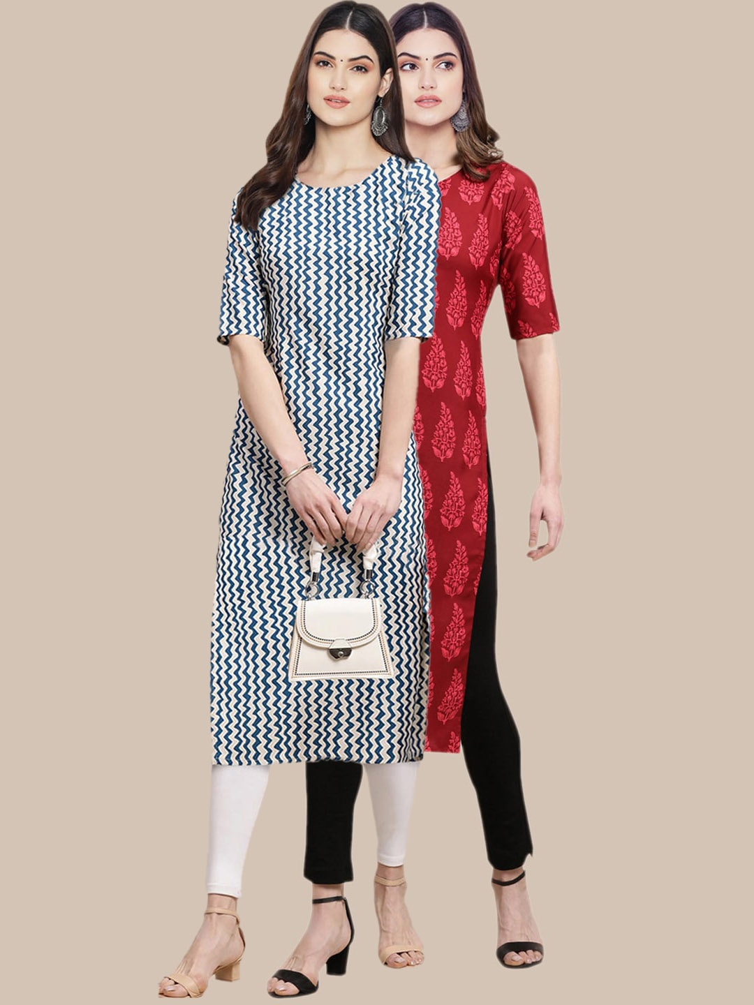 7Threads Women Pack Of 2 Blue & Red Ethnic Motifs Printed Block Print Handloom Crepe Kurtas
7Threads Women Pack Of 2 Blue & Red Ethnic Motifs Printed Block Print Handloom Crepe Kurtas