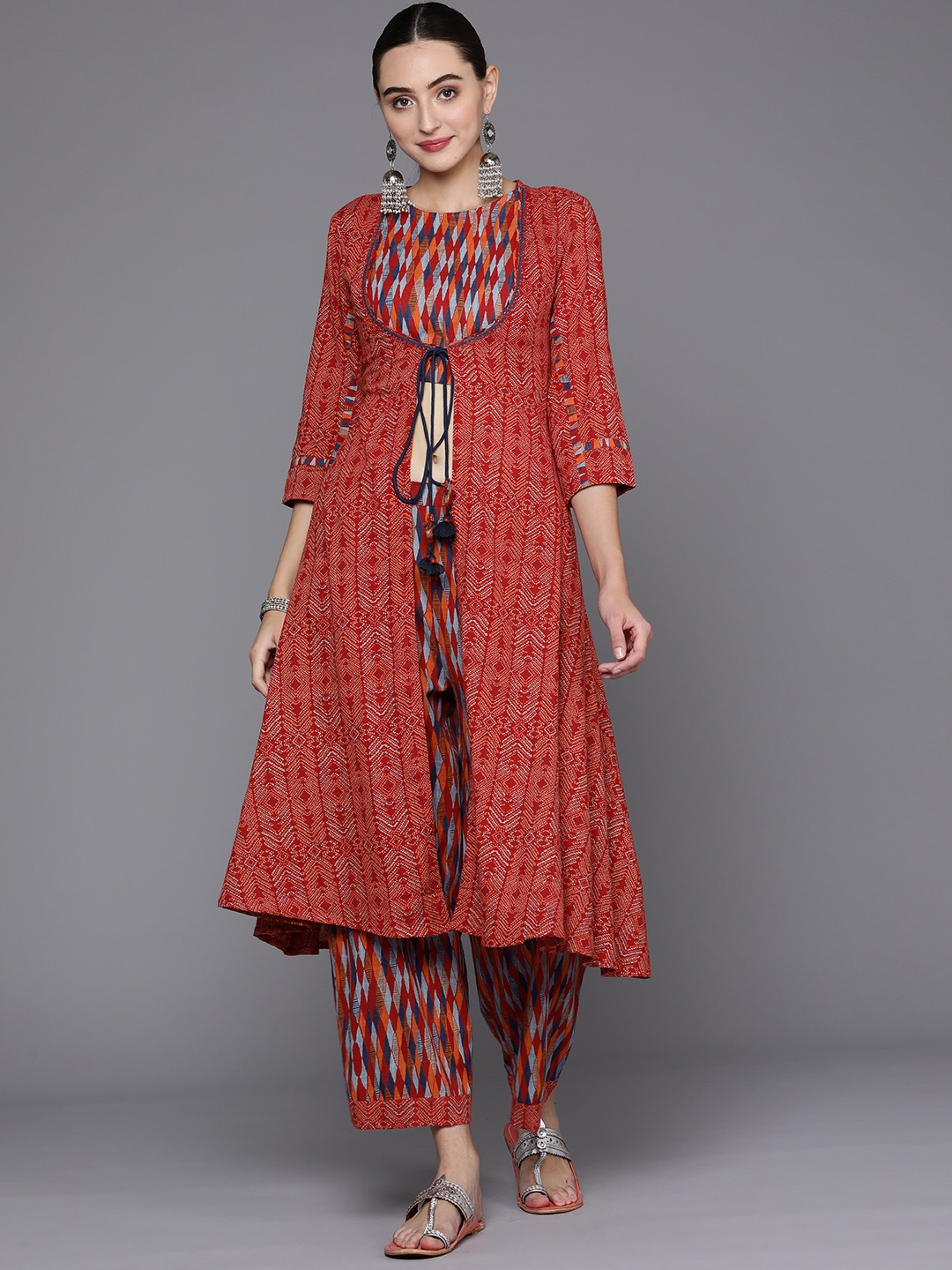 Fabindia FabBasic Women Ethnic Motifs Printed Layered Pure Cotton Kurta with Palazzos, Red
Fabindia FabBasic Women Ethnic Motifs Printed Layered Pure Cotton Kurta with Palazzos, Red